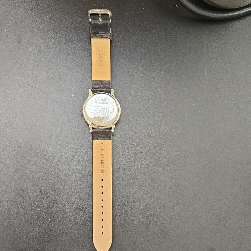Fossil Mood Watch with Black Strap and Silver Case - Picture 2 of 8